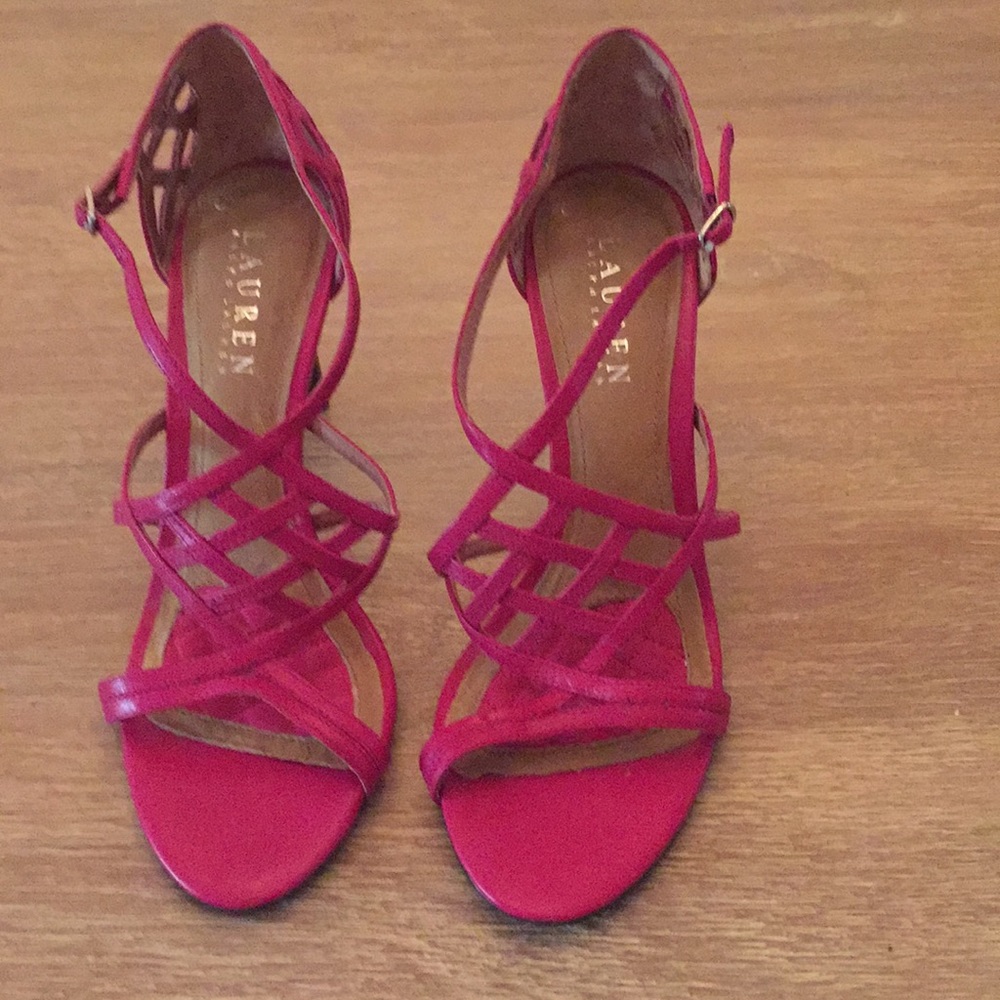 Ralph Lauren "Sydney" Leather Heel Sandals